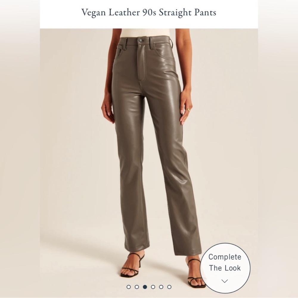 Abercrombie & Fitch Vegan Leather 90s Straight Pants - Brown